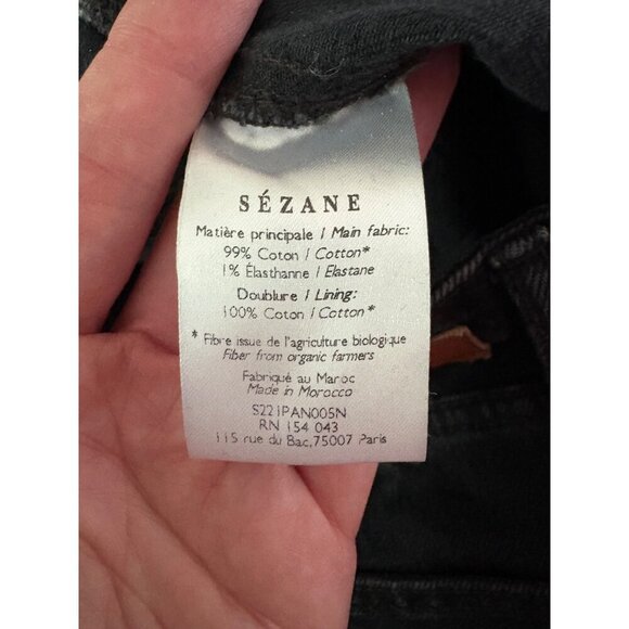 Sezane Denim High Rise Button Fly Brut Jeans in Black Gray Size 28 - Picture 4 of 13